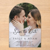 Paige Photo Modern Wedding Save the Date Acryl Uitnodigingen (Voorkant)