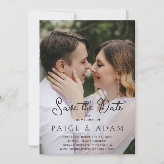 Paige Photo Moderne bruiloft Save The Date (Voorkant)