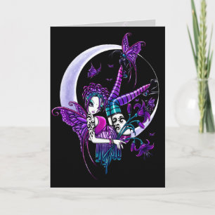 "Paige" Rainbow Butterfly Moon Fairy Art Kaart