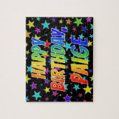 "PAIGE" Voornaam, geun "HAPPY BIRTHDAY" Legpuzzel (Verticaal)
