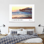 Paignton Pier, Engelse Riviera, Devon Canvas Afdruk (Insitu (Slaapkamer))