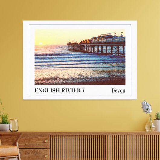 Paignton Pier, Engelse Riviera, Devon Canvas Afdruk (Insitu (Woonkamer))
