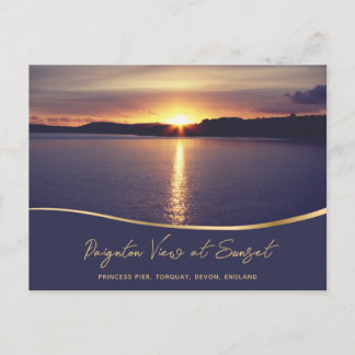 Paignton-Uitzicht op Sunset Torbay Devon England Briefkaart