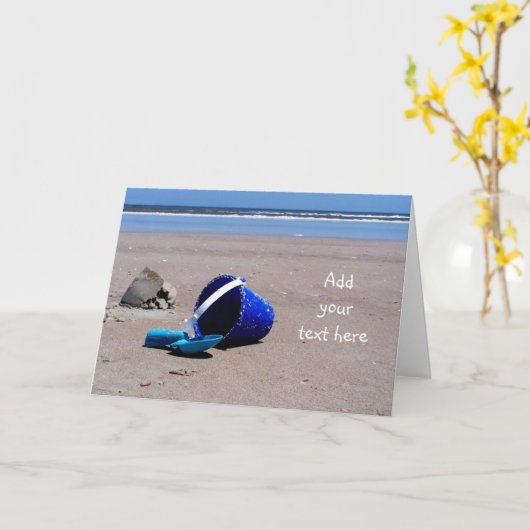 Pail en Shovel op het strand Kaart (Gele Bloem)