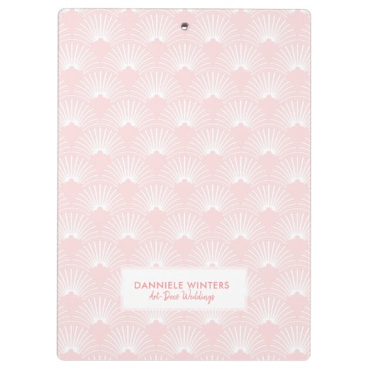 Pail-roze & White Art-Deco-patroon Klembord (Achterkant)