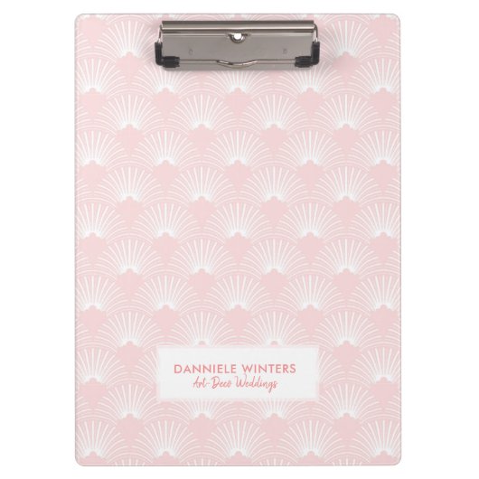 Pail-roze & White Art-Deco-patroon Klembord (Voorkant)