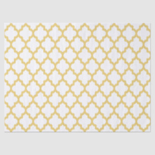 Pail Yellow & White Quatrefoil Ikat Pattern Tissuepapier