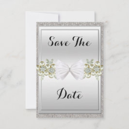Pailletten & Bloemige Edelstenen Glitteren Strik ' Save The Date