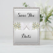 Pailletten & Bloemige Edelstenen Glitteren Strik ' Save The Date (Staand voorkant)