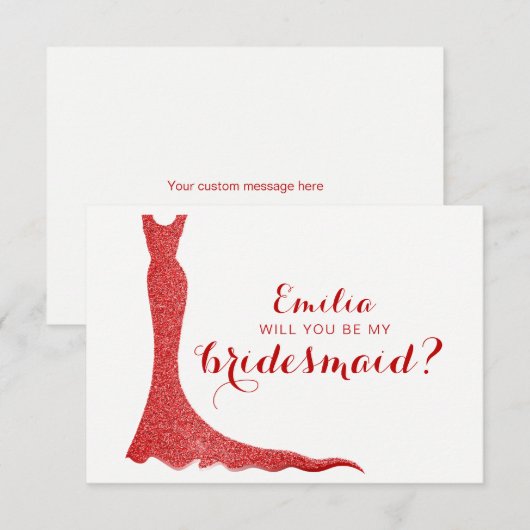 Pailletten bruidsmeisje jurk kaart (Voorkant / Achterkant)