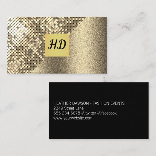 Pailletten en Glitters / Gouden Luxe Visitekaartje (Voorkant / Achterkant)
