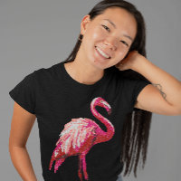 Pailletten Gedrukt Tropisch Flamingo Roze Vogel Zw