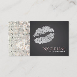 Pailletten Glitter & Zilveren Lippen Chic Visiteka Visitekaartje