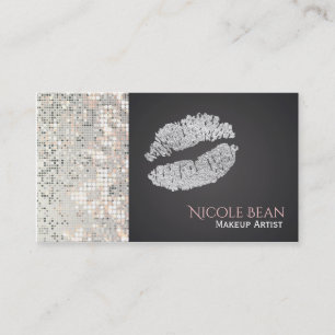 Pailletten Glitter & Zilveren Lippen Chic Visiteka Visitekaartje