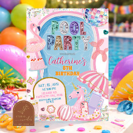 Pailletten Glitter Zwembad Feest Meisje Verjaardag Kaart
