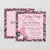 Pailletten Glitterende Roller Schaatsfeest Uitnodi Kaart (Voorkant / Achterkant)