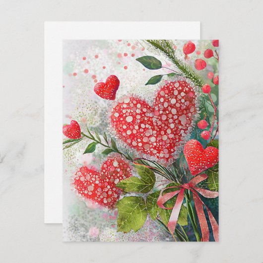 pailletten harten valentijn feestdagenkaart (Voorkant / Achterkant)