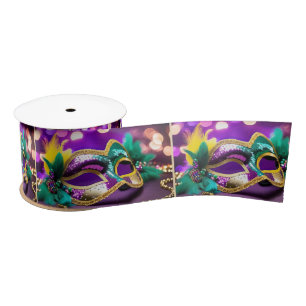 Pailletten Mardi Gras-masker met kralen Satijnen Lint