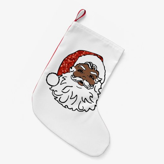 pailletten zwart santa claus kerst kerstkous kleine kerstsok (Voorkant (Hangend))