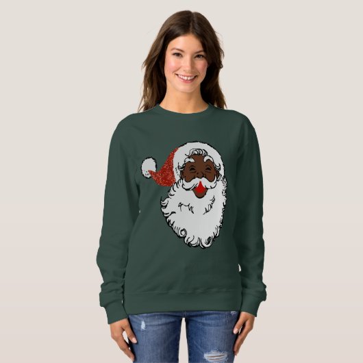 pailletten zwart santa claus vrouwen sweatshirt (Voorkant volledig)