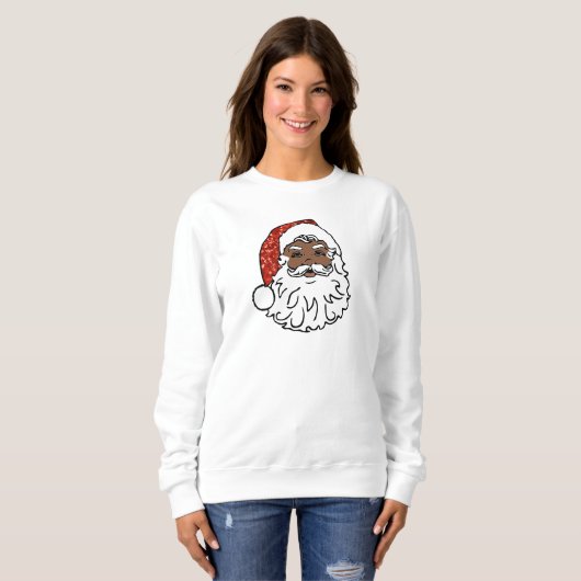 pailletten zwart santa claus vrouwen sweatshirt (Voorkant volledig)