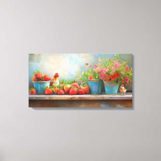 Pails van aardbeien canvas afdruk (Voorkant)