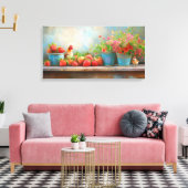 Pails van aardbeien canvas afdruk (Insitu (Woonkamer))