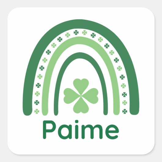 Paime Name Clover Boho Rainbow Vierkante Sticker (Voorkant)