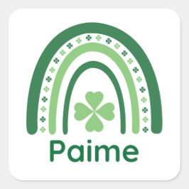 Paime Name Clover Boho Rainbow Vierkante Sticker