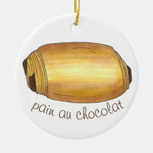 Pain Au Chocolat Croissant Pastry Chef Bakery Keramisch Ornament