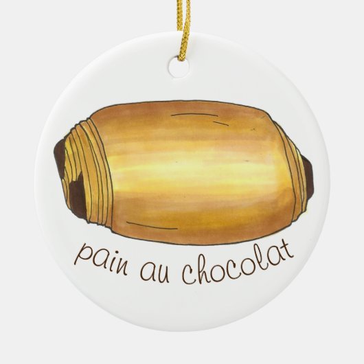 Pain Au Chocolat Croissant Pastry Chef Bakery Keramisch Ornament (Voorkant)