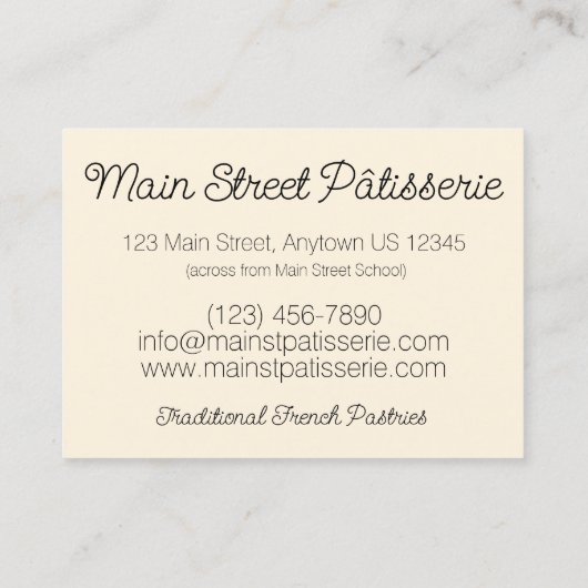 Pain Aux rozijnen Franse patisserie bakkerij chef- Visitekaartje (Achterkant)