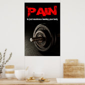 Pain Bodybuilding Fitness Inspirerend Dumbell Poster (Keuken)