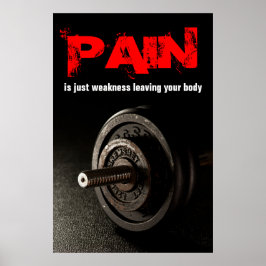 Pain Bodybuilding Fitness Inspirerend Dumbell Poster