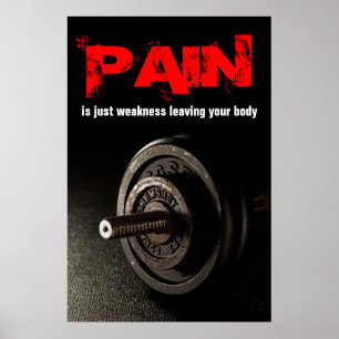 Pain Bodybuilding Fitness Inspirerend Dumbell Poster