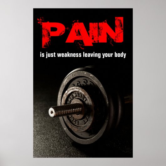 Pain Bodybuilding Fitness Inspirerend Dumbell Poster (Voorkant)