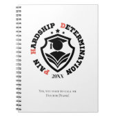 Pain, Hardship, Determination – Funny PhD Quote Notitieboek (Voorkant)