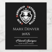 Pain, Hardship, Determination – Funny PhD Quote Wijn Etiket (Enkel label)