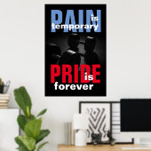 Pain Pride Forever Bodybuilding Motivatie Poster (Thuiskantoor)