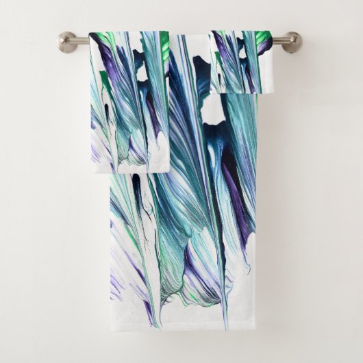 Pain Remover 1 Purple Green Abstract Bath Towels Bad Handdoek (Insitu)