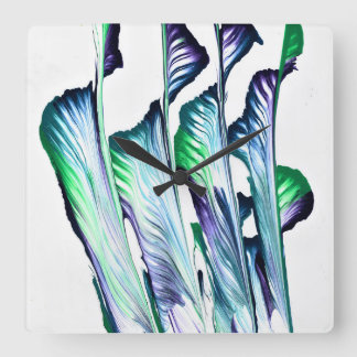 Pain Remover 1 Purple Green Abstract Wall Clock Vierkante Klok