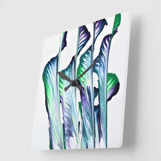 Pain Remover 1 Purple Green Abstract Wall Clock Vierkante Klok (Hoek)