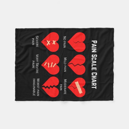 Pain Scale Chart Design For Funny Valentines Day  Fleece Deken (Voorkant (Horizontaal))
