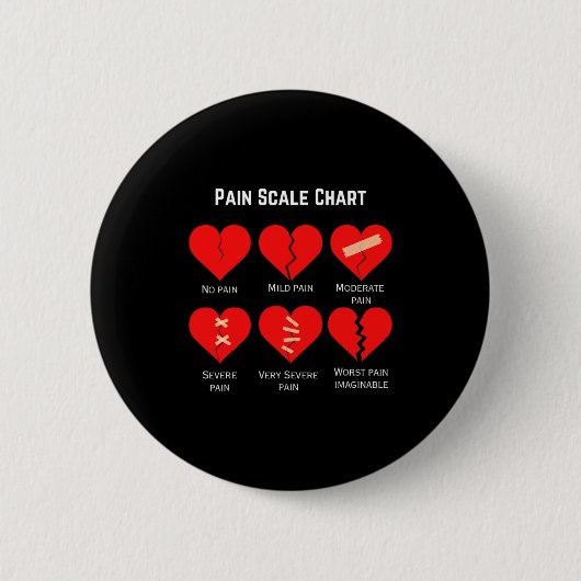 Pain Scale Chart Design For Funny Valentines Day  Ronde Button 5,7 Cm (Voorkant)