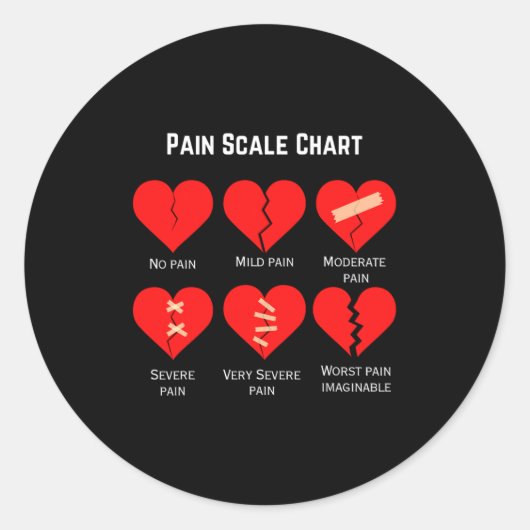 Pain Scale Chart Design For Funny Valentines Day  Ronde Sticker (Voorkant)