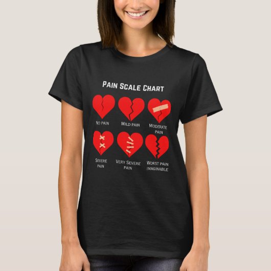 Pain Scale Chart Design For Funny Valentines Day  T-shirt (Voorkant)