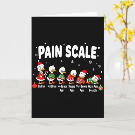 Pain Scale Christmas Goose Funny Nurse Christmas I Kaart (Gele Bloem)