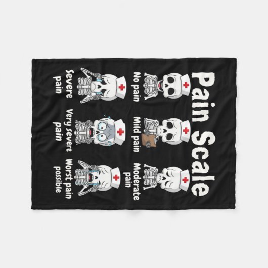 Pain Scale Cute Nurse Skeleton Halloween Trauma Fu Fleece Deken (Voorkant (Horizontaal))