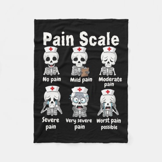 Pain Scale Cute Nurse Skeleton Halloween Trauma Fu Fleece Deken (Voorkant)