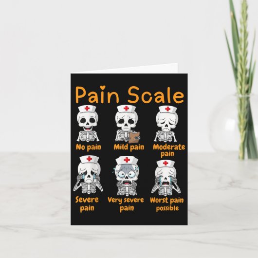 Pain Scale Cute Nurse Skeleton Halloween Trauma Fu Kaart (Voorkant)